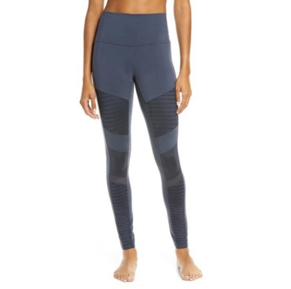 NEW Alo Yoga High Waist Moto Leggings in Midnight Blue